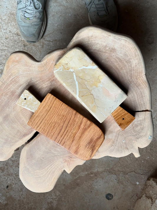 "Nikkei" Pack de dos tablas de madera y piedra
